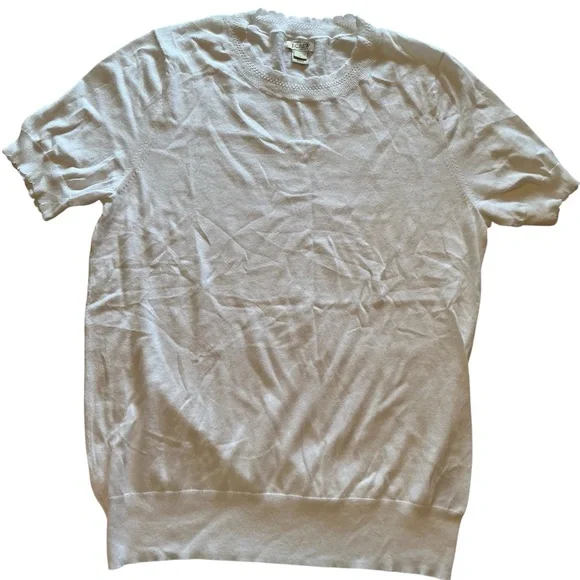 Women’s Set of 3 J. Crew Scalloped Short Sleeve Crewneck Cotton Sweater Sz L - Picture 3 of 10